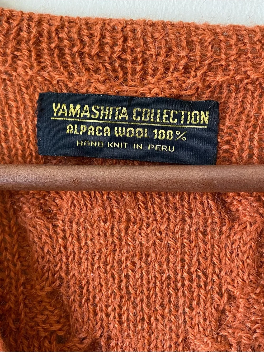 Yamashita Collection 100% Alpaca Hand Knit Peru Cable Bobble Sweater Rust Est S